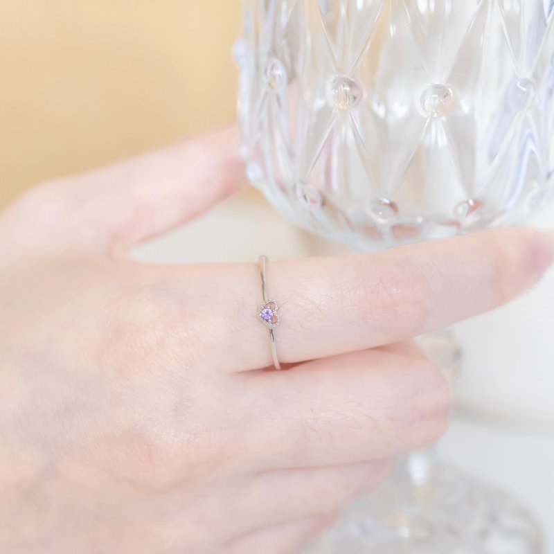 紫水晶925纯银心之石戒指 - 戒指 - 水晶 银色