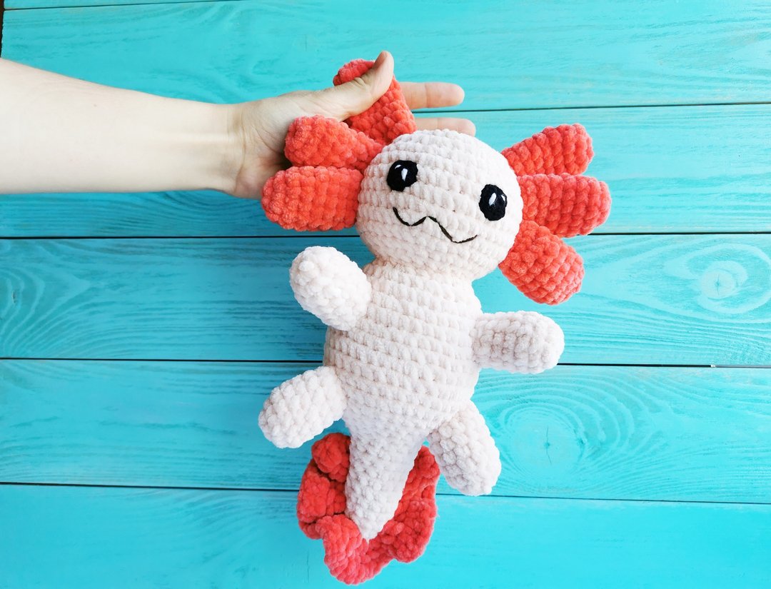 Stuffed axolotl plush, softy axolotl plushie, axolotl doll, ocean nursery decor - 玩具/玩偶 - 其他材质 粉红色