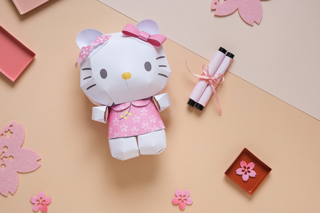 Hello Kitty千里送信  立体纸模型 - 卡片/明信片 - 纸 粉红色