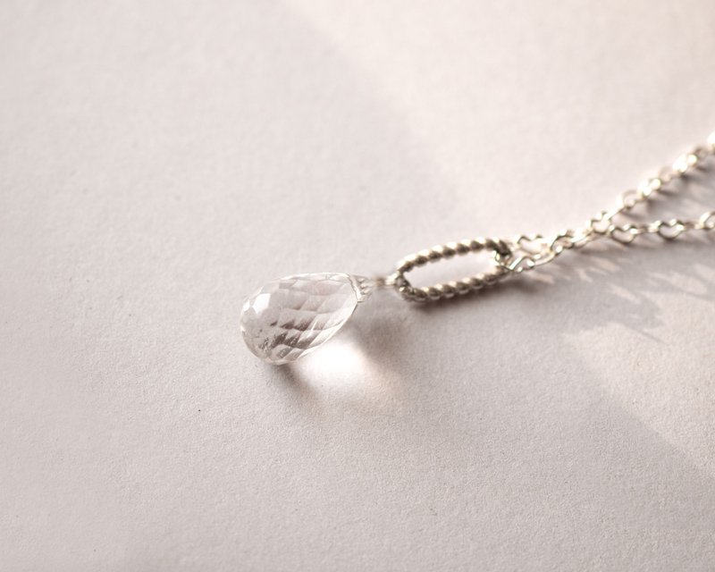 白水晶项链，925 纯银，圣诞礼物，牡羊座宝石，摩羯座宝石 - 项链 - 宝石 白色