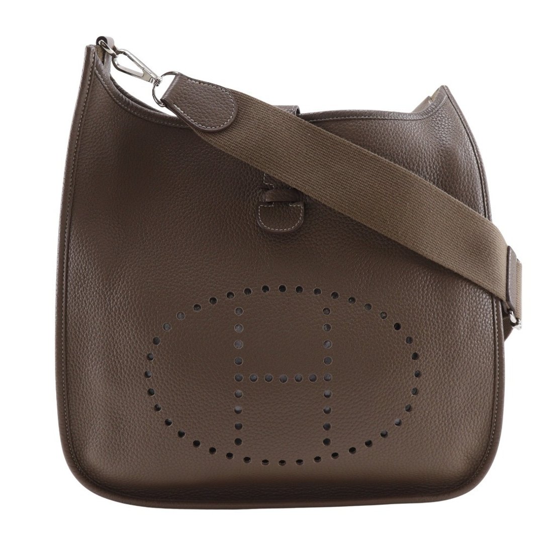 【日本直送】爱马仕 HERMES Evelyn 3 GM 肩背包 Evelyn Taurillon Clemence 牛皮 Etoupe 灰褐色 银色五金  女性【二手】 - 侧背包/斜挎包 - 真皮 灰色