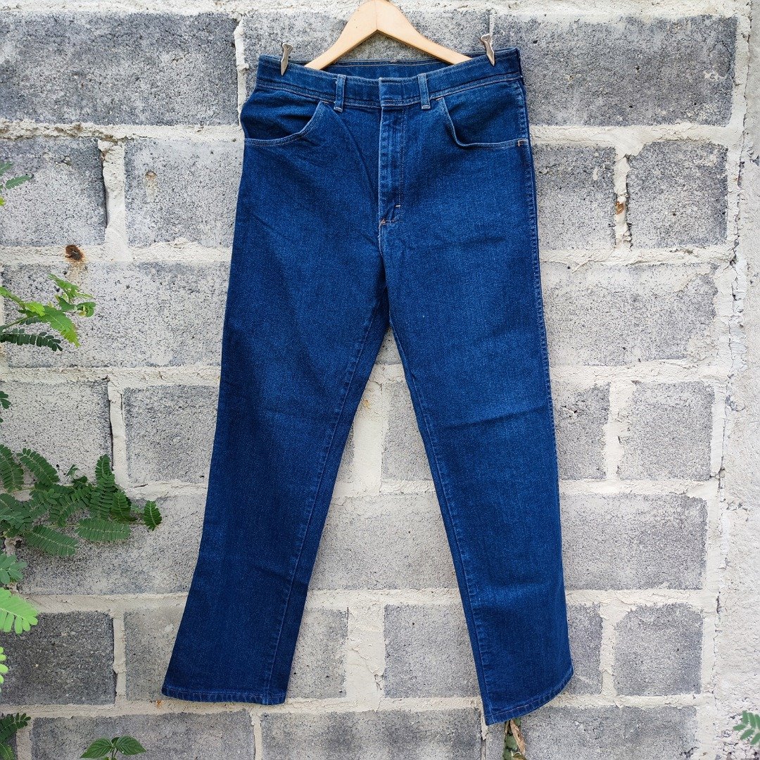 80年代复古 Wrangler 直筒常规版型 中度水洗牛仔裤 - 男士长裤 - 棉 蓝色
