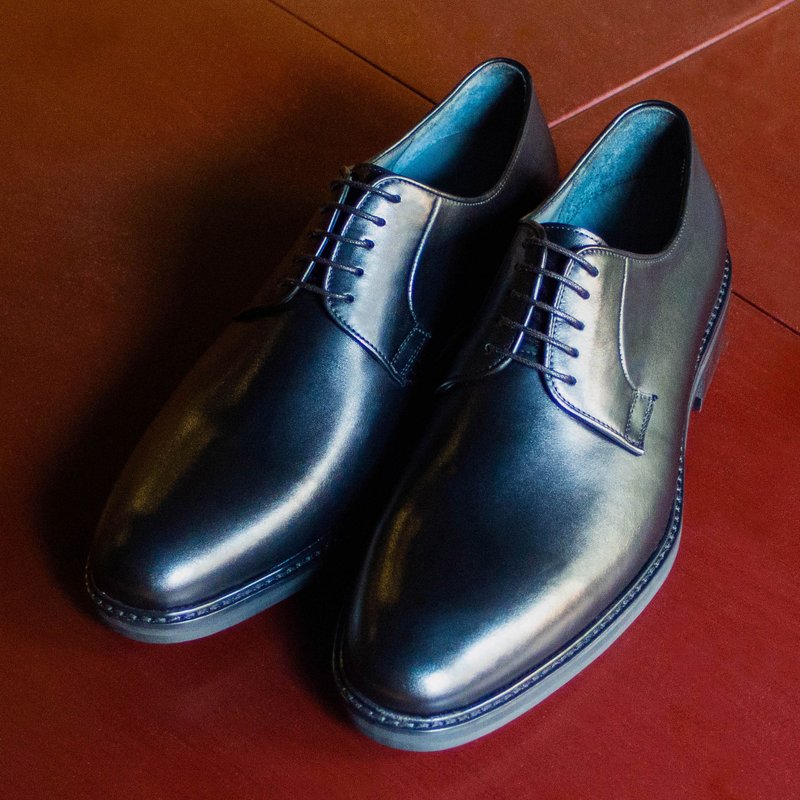 REGENT 素面五孔德比鞋-黑 / Plain Toe Blücher-Black - 男款皮鞋 - 真皮 黑色
