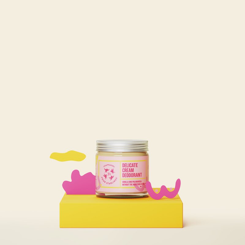 天然温和体香膏 - 棕榈玫瑰与香草 - 不含苏打 - 香水/香膏 - 精油 橘色