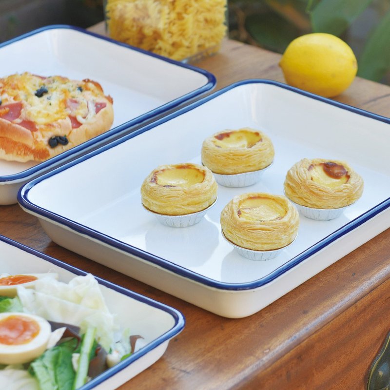 原厂正品 日本月兔印 日制长方形珐琅调理盘-2L-2入组 - 盘子/餐盘/盘架 - 珐琅 白色