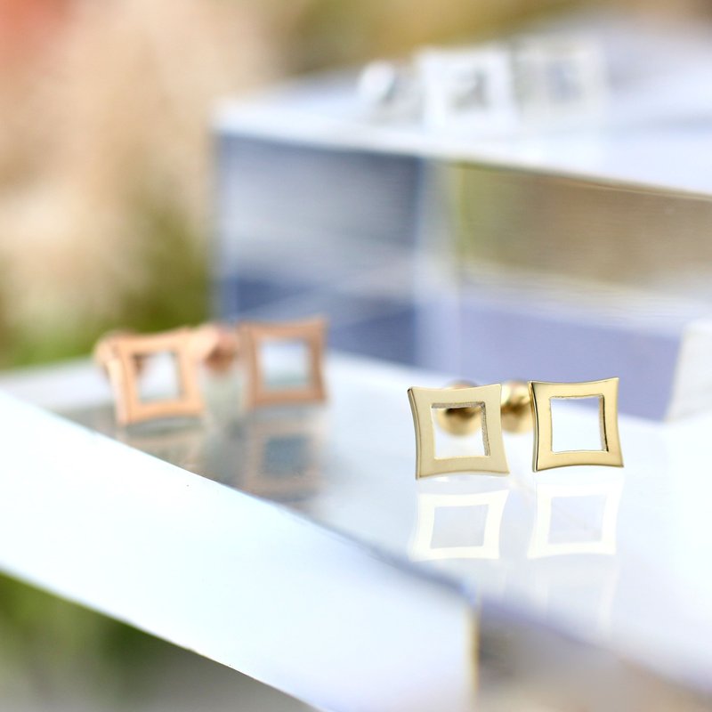 圣诞礼物 I 窗 耳环 - 耳环/耳夹 - 不锈钢 金色