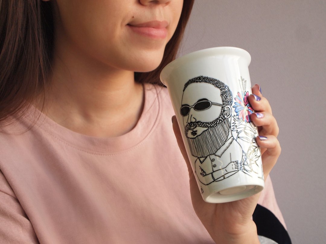 6006 | 双层隔热陶瓷杯 | 手绘陶瓷杯 | 瓷绘 - 花瓶/陶器 - 瓷 