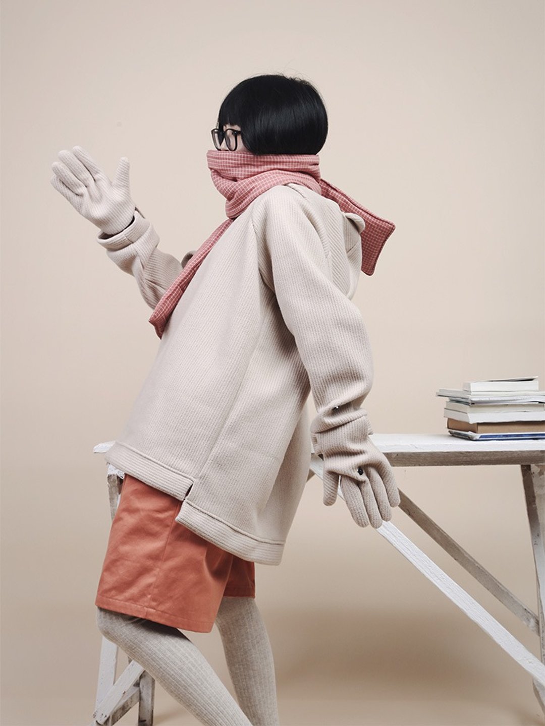 大大手套 连帽卫衣 加厚上衣外套 大學T - 女装上衣 - 聚酯纤维 多色