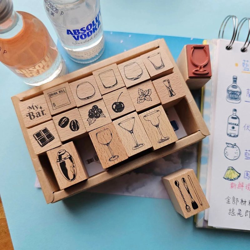 【器具材料】调酒时光盒装印章18入组 WINE-03 - 印章/印台 - 木头 