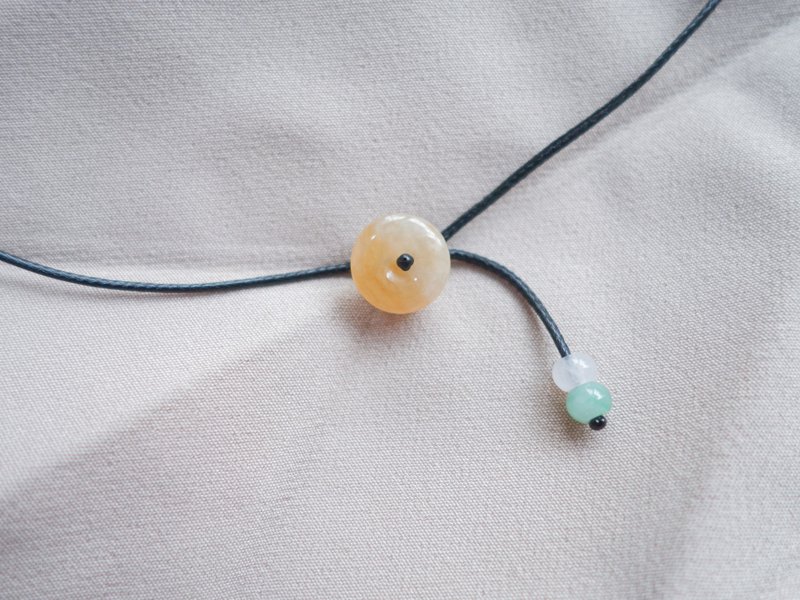 暖阳平安扣天然翡翠结绳项链・冰种玉珠・缅甸玉・天然石 - 项链 - 玉石 