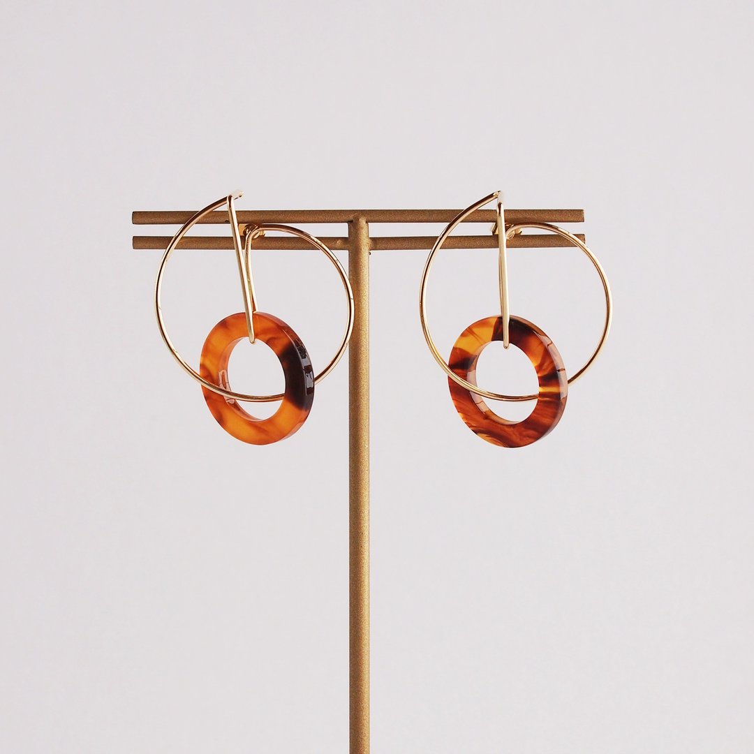 Painting-earrings- - 耳环/耳夹 - 铜/黄铜 咖啡色