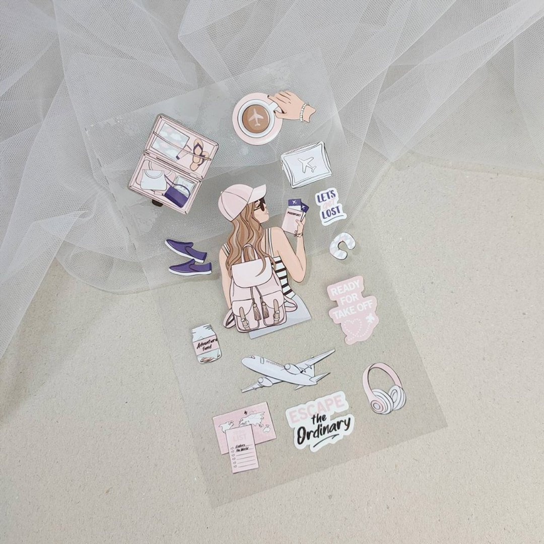 布用女孩日常D款烫印贴 | DIY衣服图案 - 贴纸 - 防水材质 多色