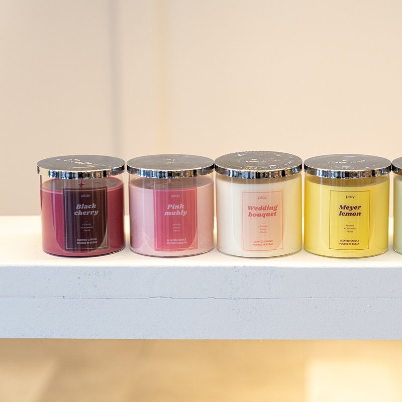 【福利展示品】韩国 PRAY 经典天然大豆蜡烛-4款香味 - 蜡烛/烛台 - 玻璃 多色