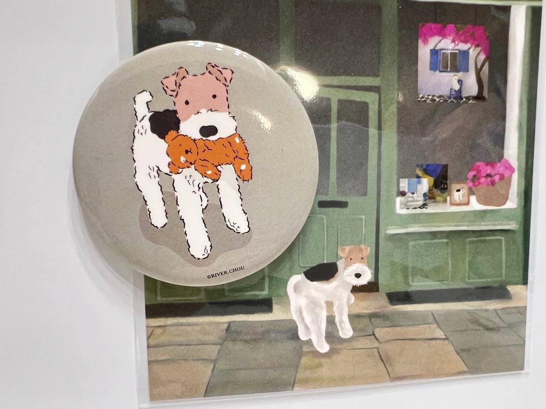 Wirefoxterrier 刚毛猎狐梗 磁铁开瓶器58mm  咬娃娃 卡其 - 冰箱贴/磁贴 - 不锈钢 卡其色