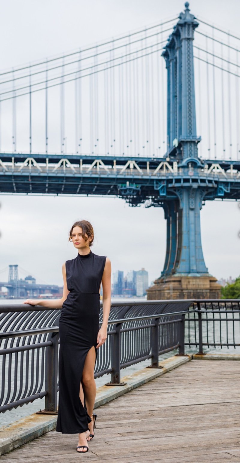 设计师纽约参展作品 侧胸缕空 背透纱开衩旗袍感黑礼服 - 晚装/礼服 - 棉．麻 黑色