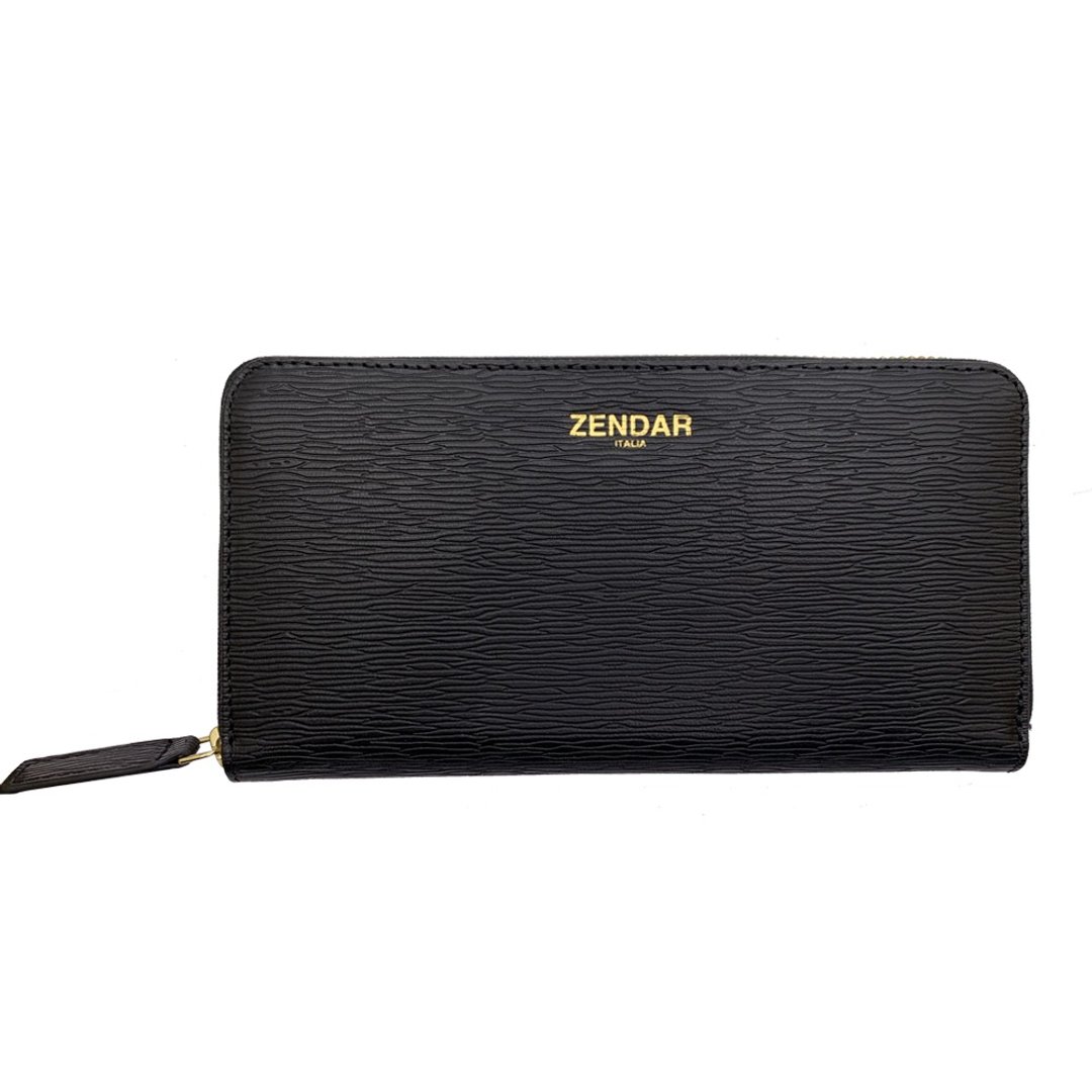 ZENDAR 限量1折 顶级羊皮极光纹拉链长夹 全新专柜展示品 - 皮夹/钱包 - 真皮 黑色