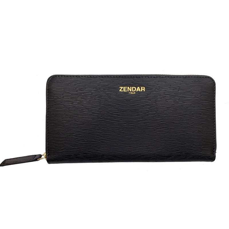 ZENDAR 限量1折 顶级羊皮极光纹拉链长夹 全新专柜展示品 - 皮夹/钱包 - 真皮 黑色