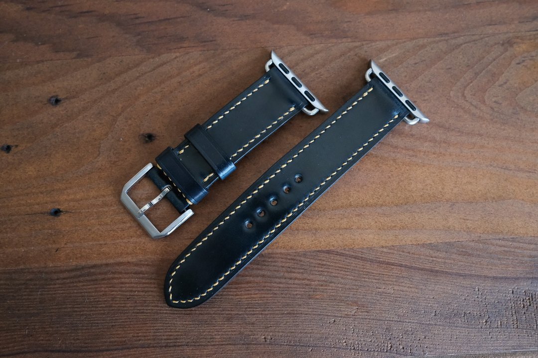 【寓吉】apple watch 表带 Horween 马臀皮 墨青 20mm - 表带 - 真皮 