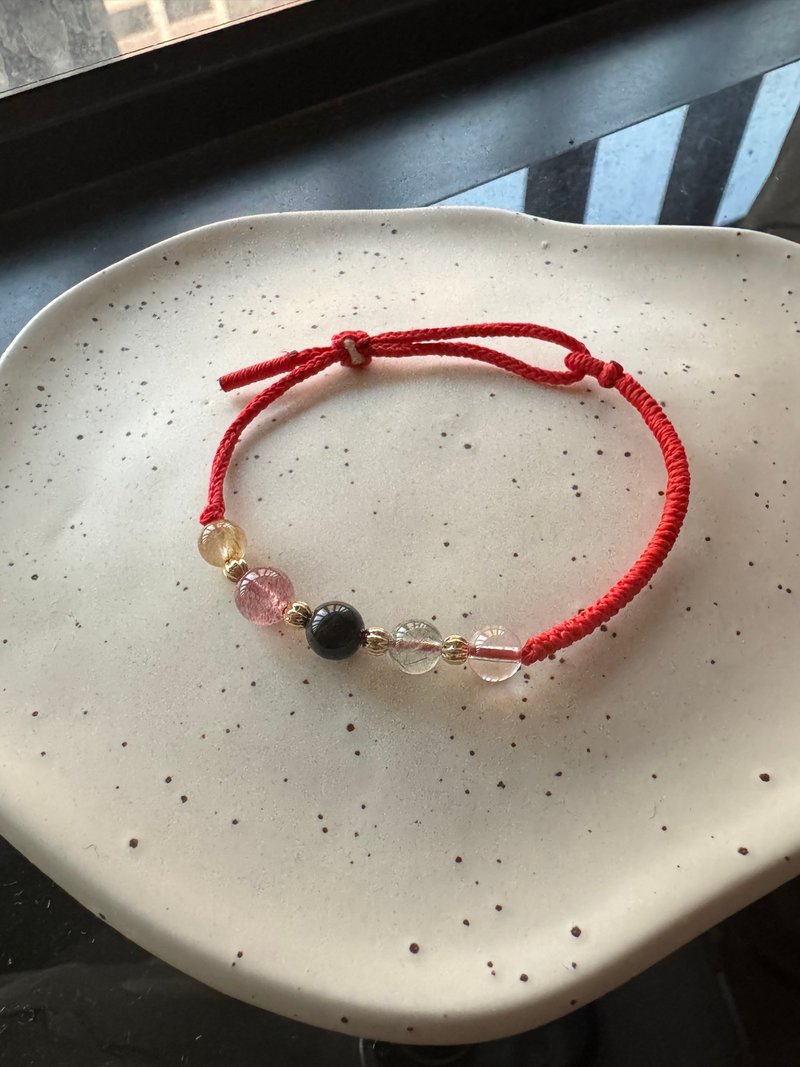 (定制化服务)This is Neroli- 五行蜡线编织手链 五行水晶 - 手链/手环 - 水晶 红色