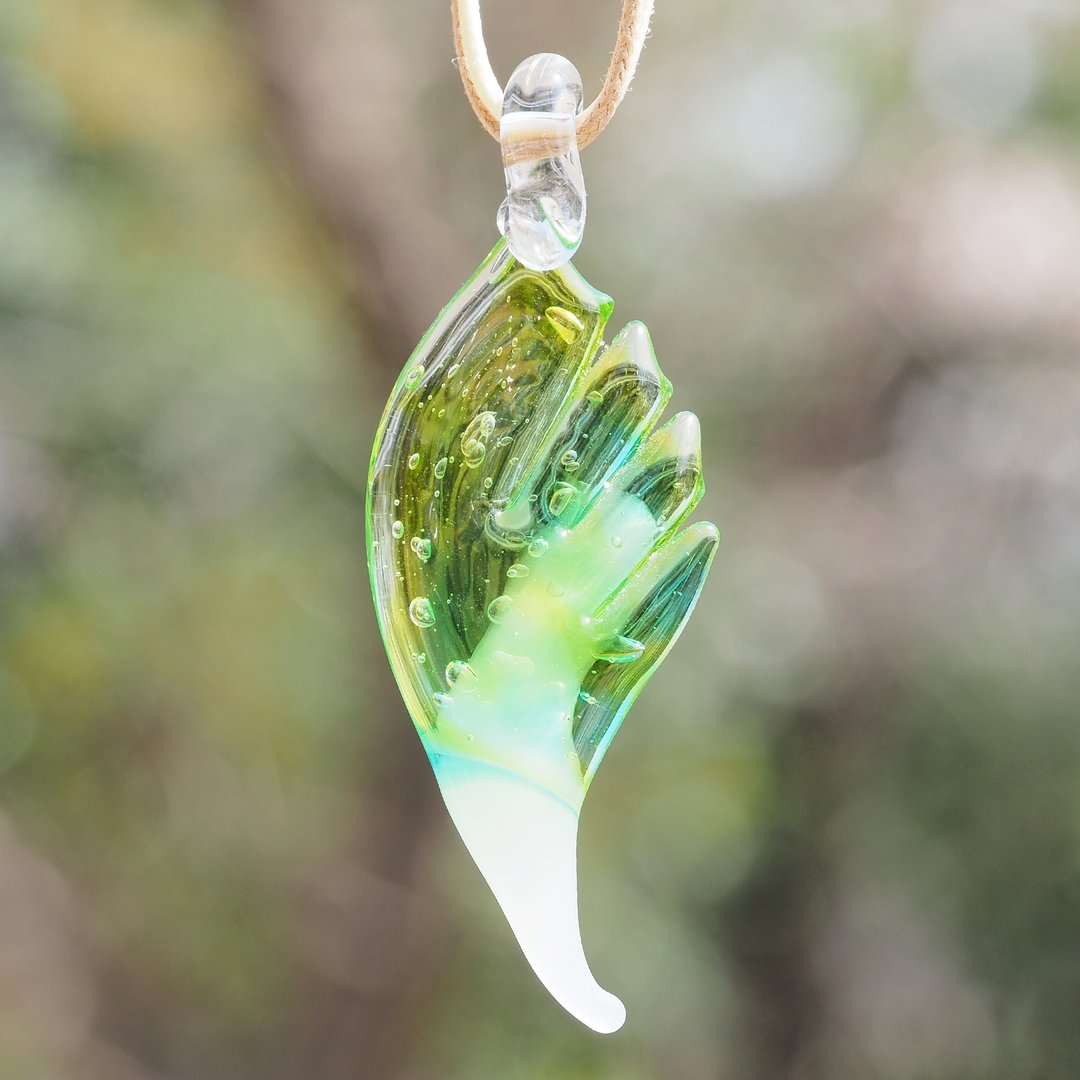 [Special] Glass Wings (Tsubasa [Green]) Necklace [Made-to-Order] - 项链 - 玻璃 绿色