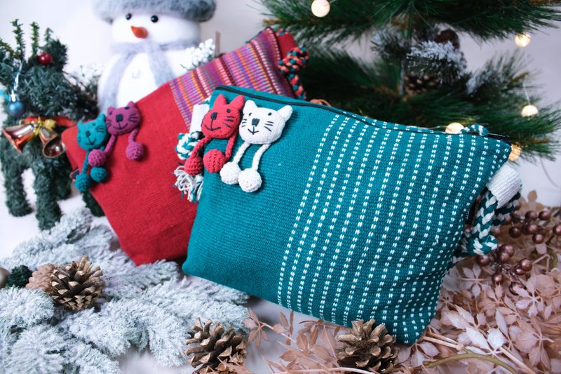 【小猫侧背包】ASHA经典包款 斜背包 可爱吊饰 随身包 编织绳 - 侧背包/斜挎包 - 棉．麻 