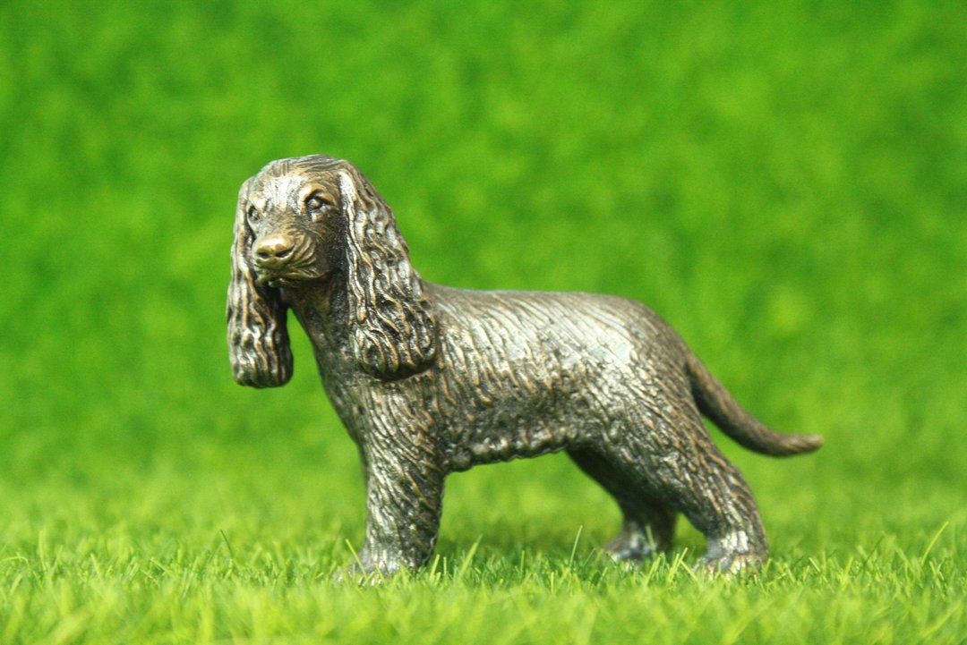 English Cocker Spaniel dog - miniature statuette of bronze, metal figurine - 摆饰 - 铜/黄铜 