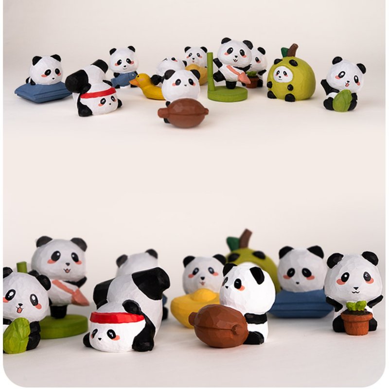 原创椴木手工雕刻熊猫打工日记系列木雕摆件, 熊猫公仔, 桌面摆饰 - 玩偶/公仔 - 木头 