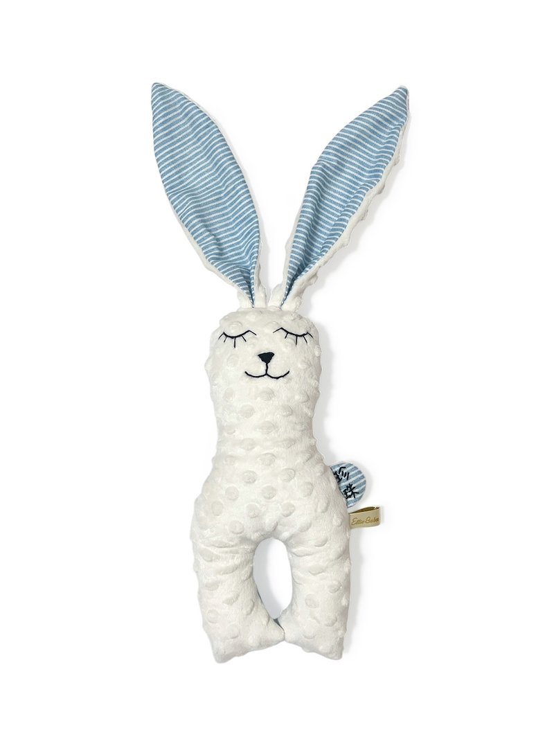 天蓝色单宁线 - 条乖乖睡点点毯安抚宝包 - 满月礼盒 - 棉．麻 蓝色