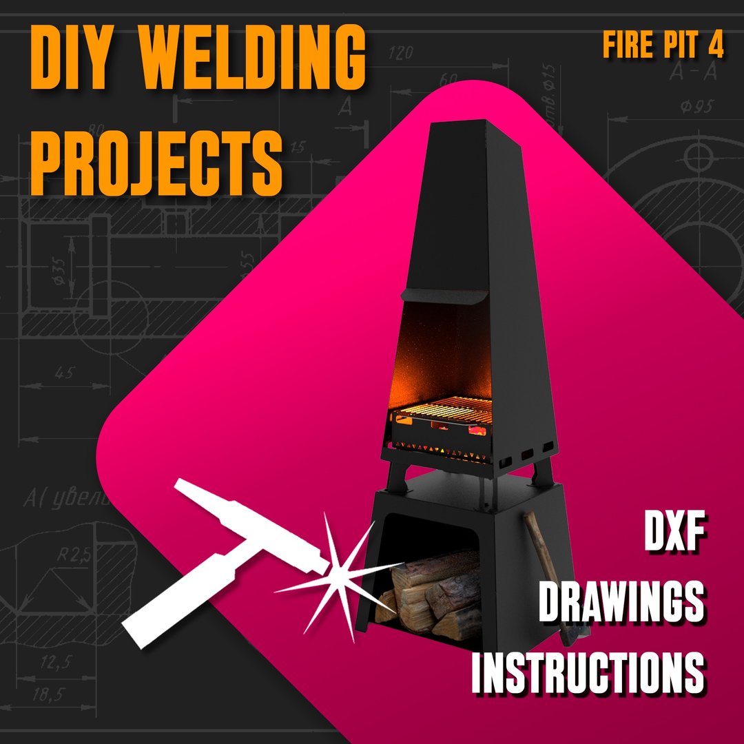 焊接项目计划图 Fire Pit 4（DXF、PDF） - 图文模板设计 - 其他材质 