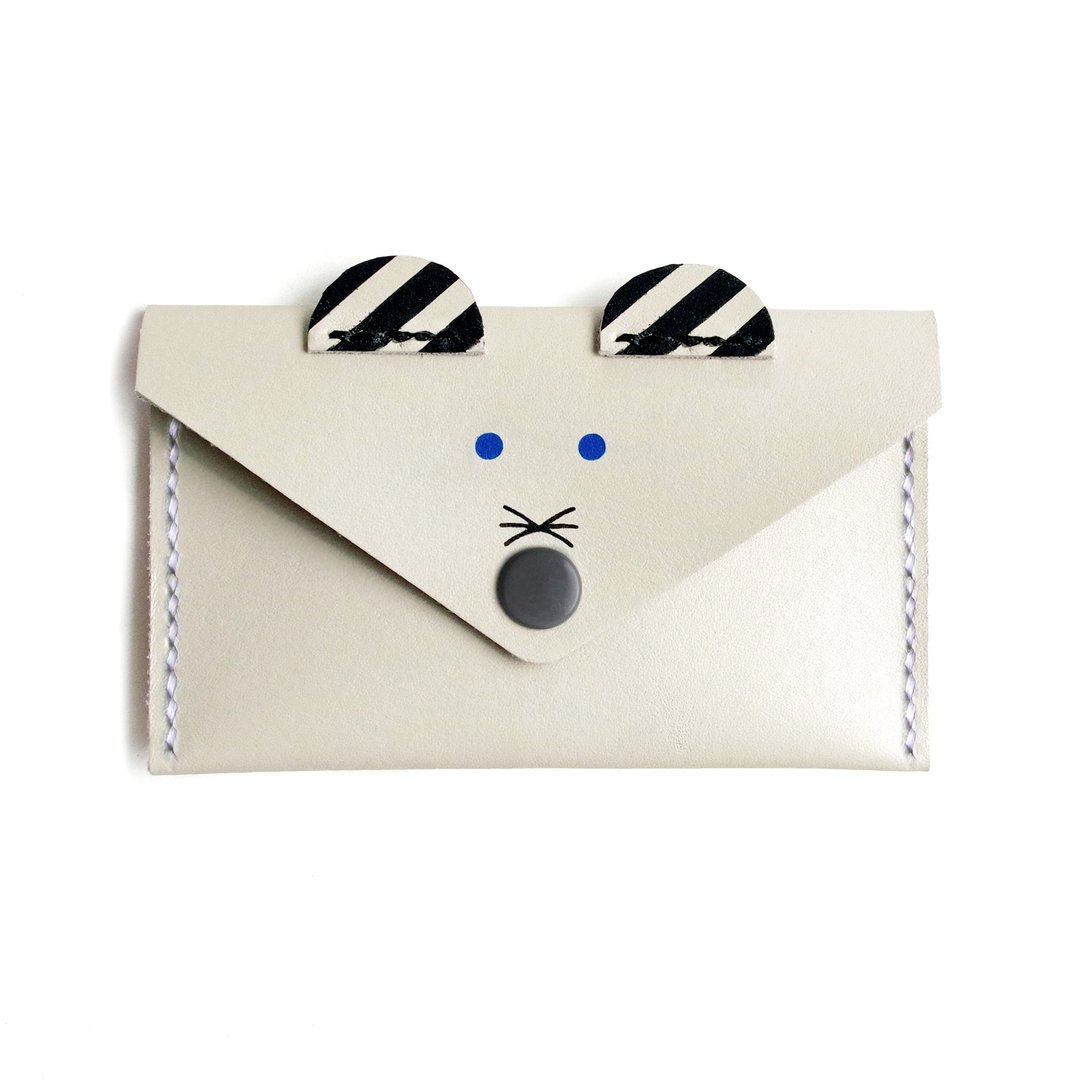leather card case (mouse) - 名片夹/名片盒 - 真皮 灰色