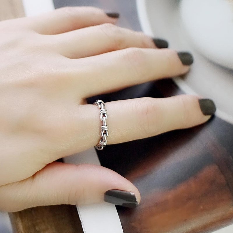 岁月枷锁纯银戒指 | 复古个性戒指 925 泰银 中性 简约 可调戒围 - 戒指 - 纯银 银色