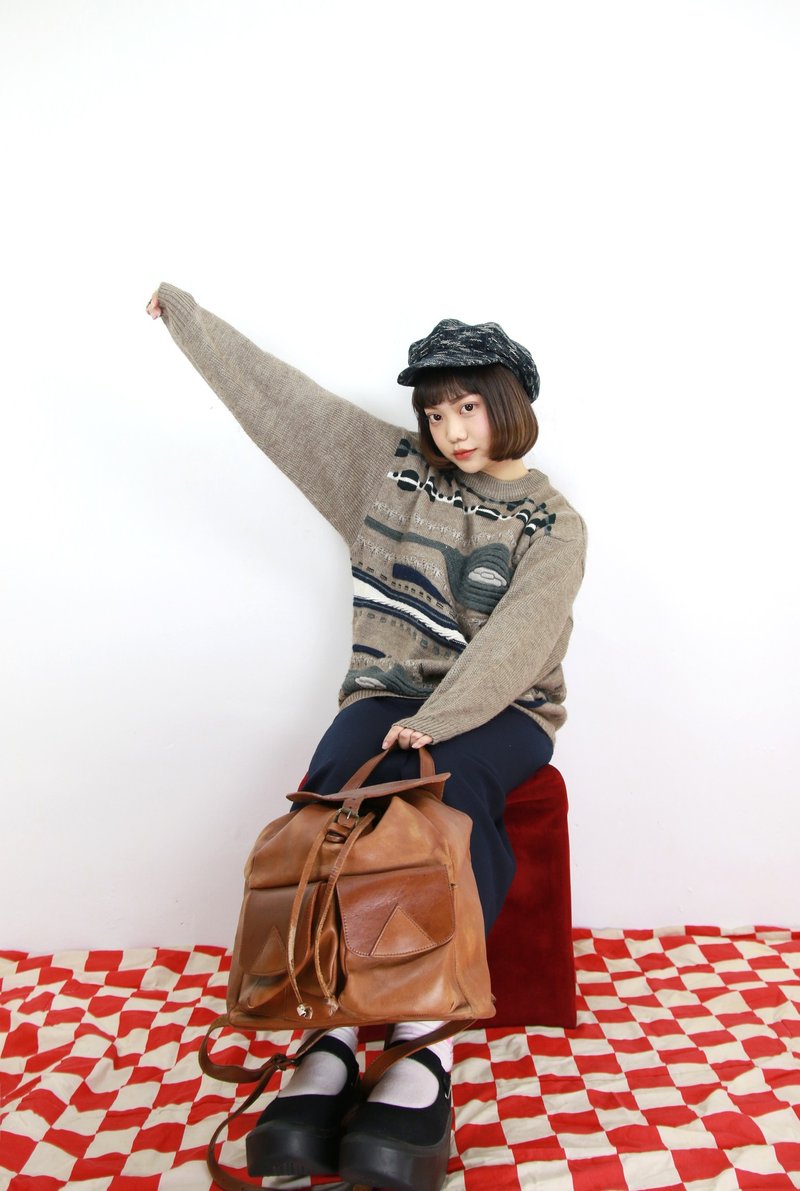 Back to Green:: 立体织纹毛衣 不饱和卡其 //男女皆可穿// vintage (z-09) - 女装针织衫/毛衣 - 棉．麻 