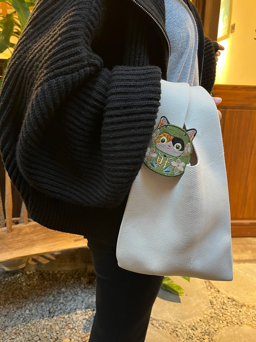 三花 刺绣 随身镜/别针 | 达摩 三花猫 招财猫 电绣 布贴 - 徽章/别针 - 绣线 