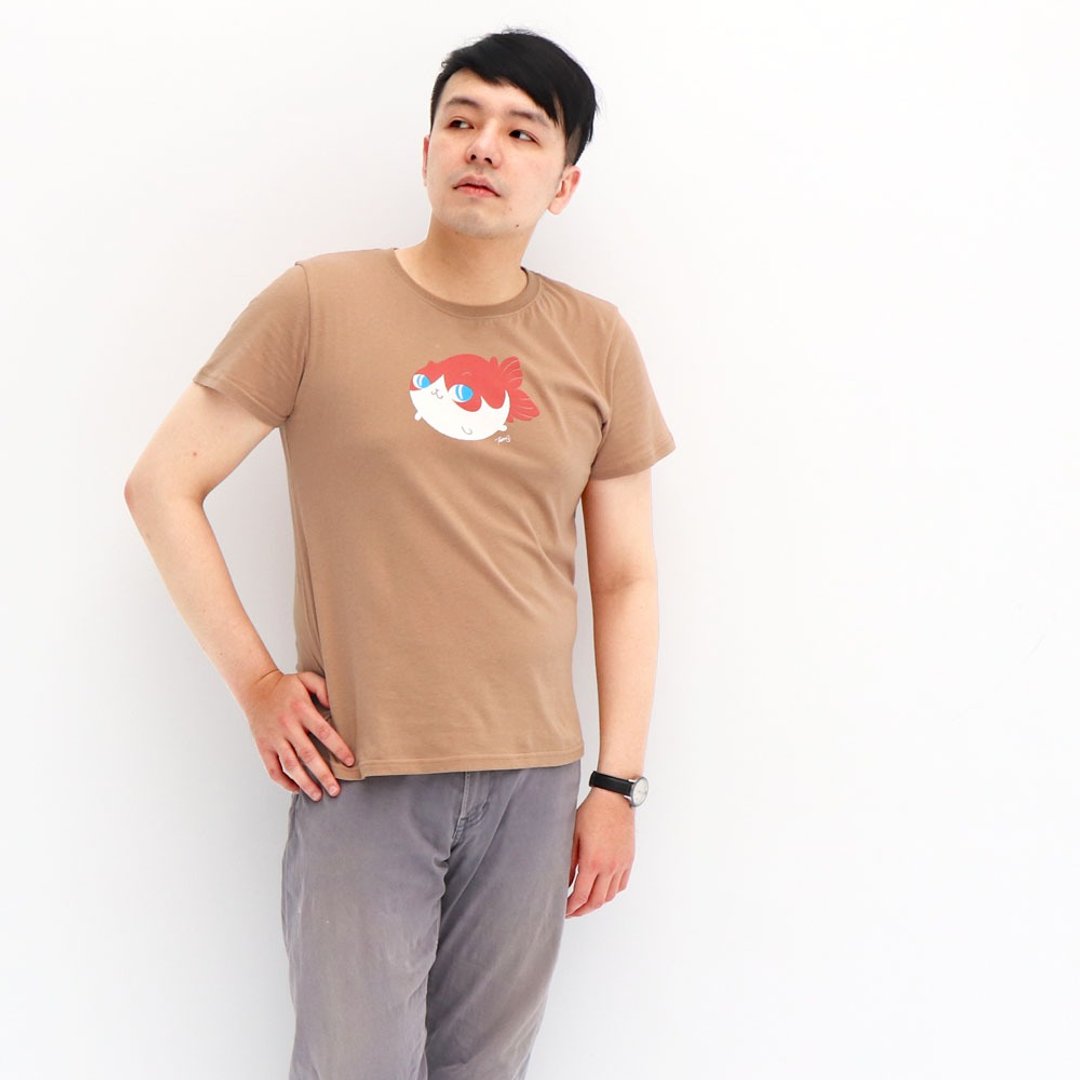 baby fishcat 金鱼喵-中性tshirt - 男装上衣/T 恤 - 棉．麻 咖啡色