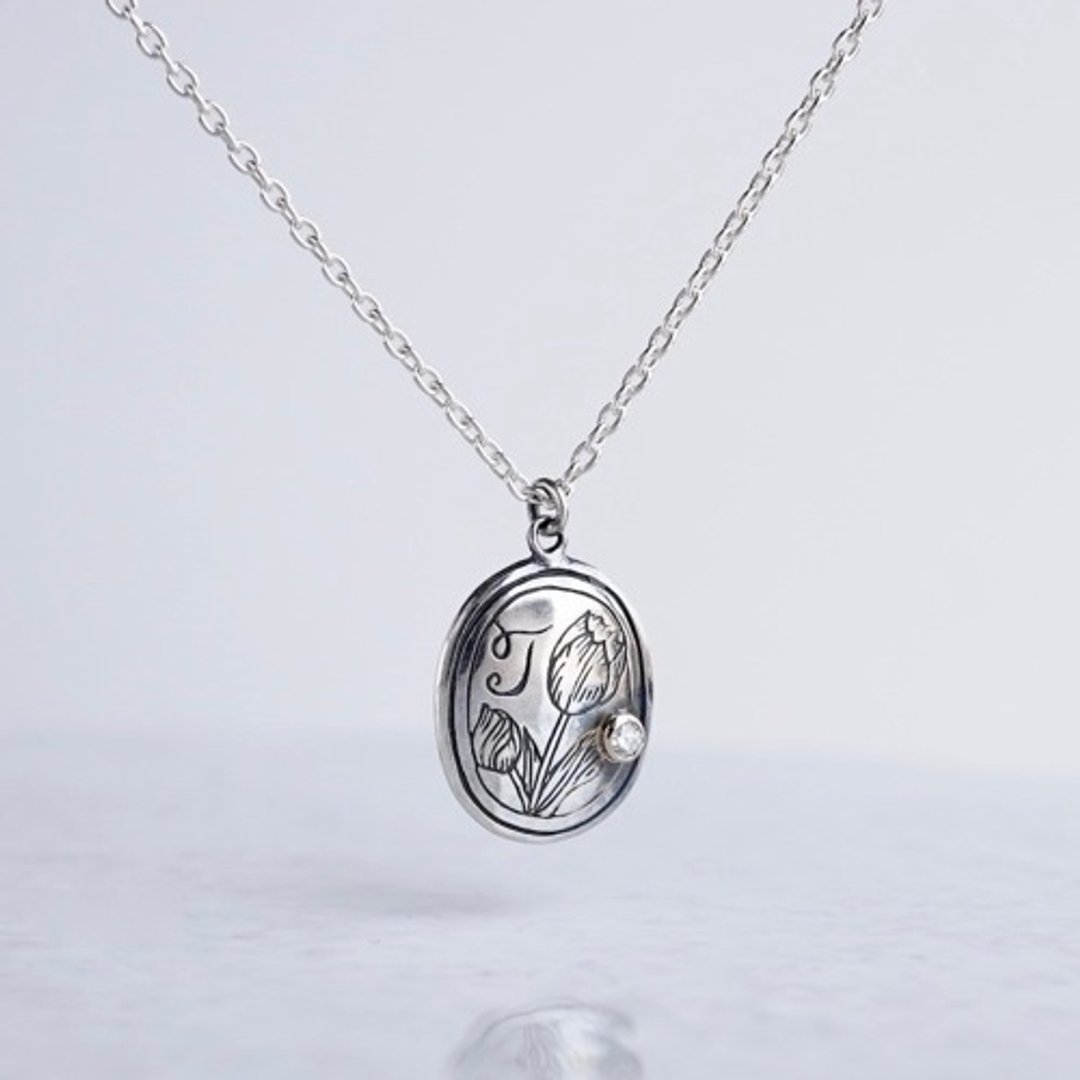 [T] Initial pendant [P050SV] - 项链 - 宝石 