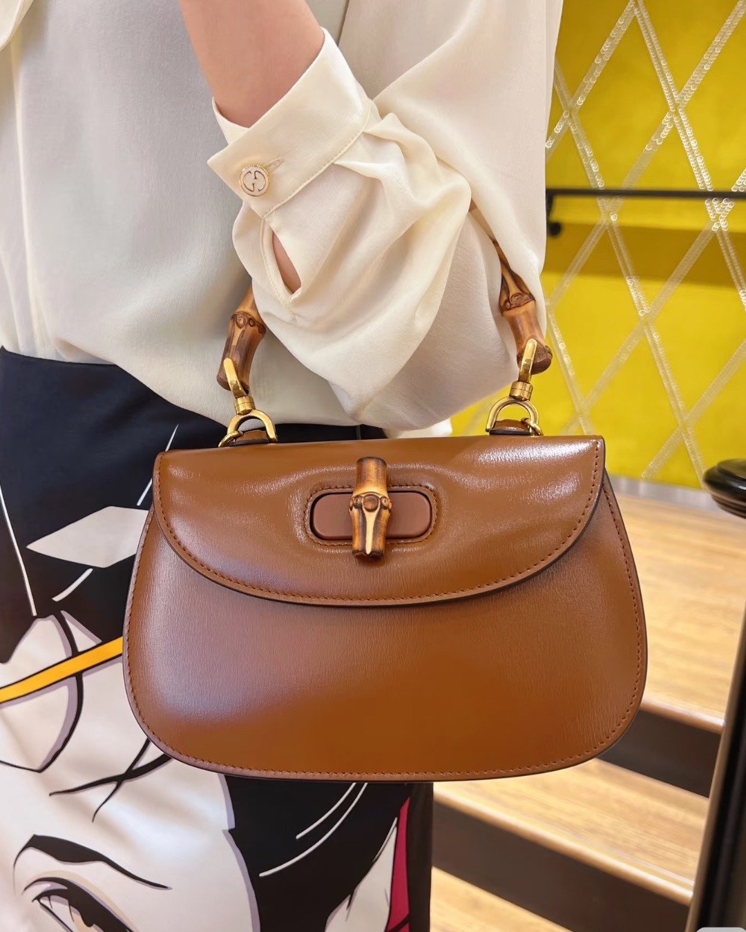 Gucci经典竹节手提包 Vintage Bamboo Bag 棕色皮革 气质女神 - 侧背包/斜挎包 - 真皮 咖啡色