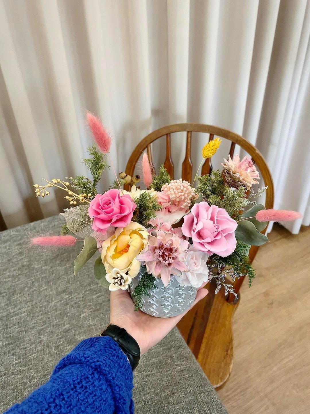 永生花桌花【Swetty】桌花 盆花 开幕送礼 生日礼物 新居花礼 - 干燥花/捧花 - 植物．花 粉红色