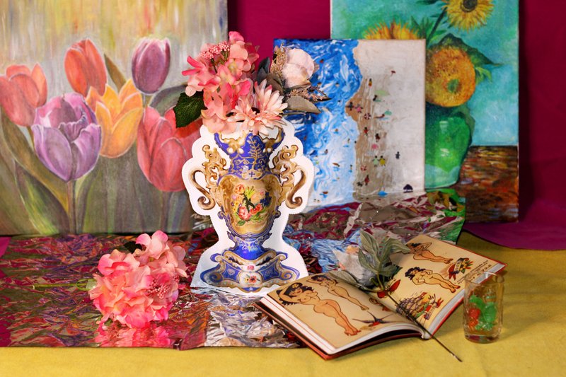 Vase Leather Vase Flower Vase for Home Furnishing vintage Blue - 植栽/盆栽 - 人造皮革 蓝色