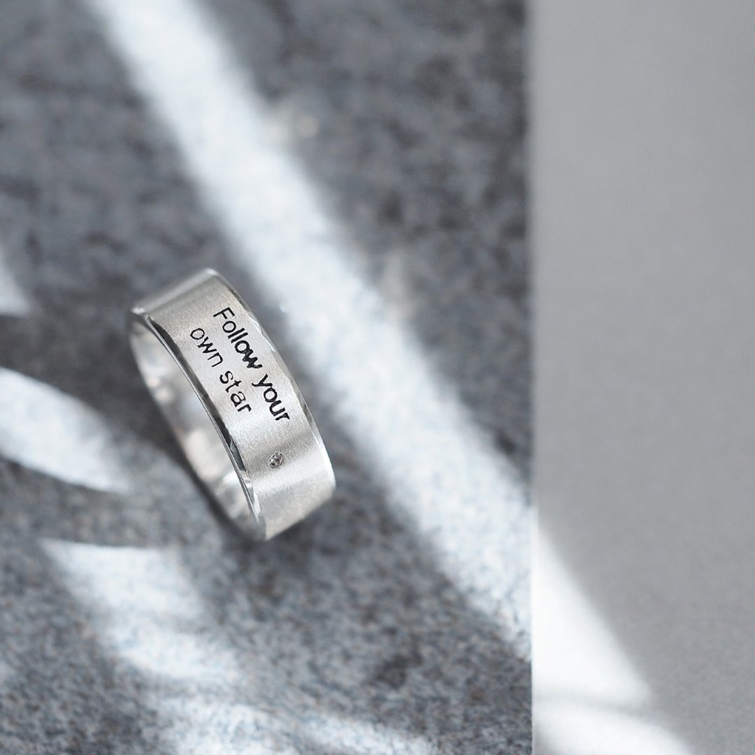 Poet's Words Ring Silver 925 - 戒指 - 其他金属 银色