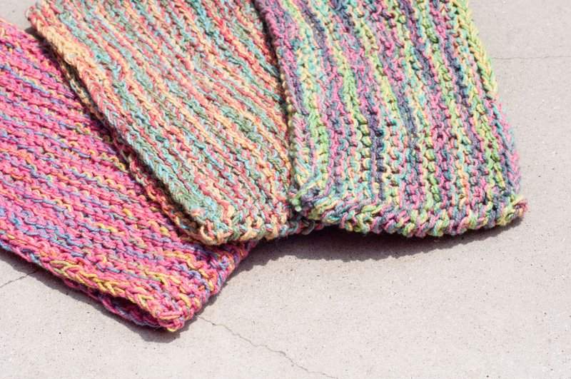 手工棉麻线编织发带/编织缤纷发带/钩织发饰/手工条纹发带 -渐层 - 发带/发箍 - 棉．麻 多色