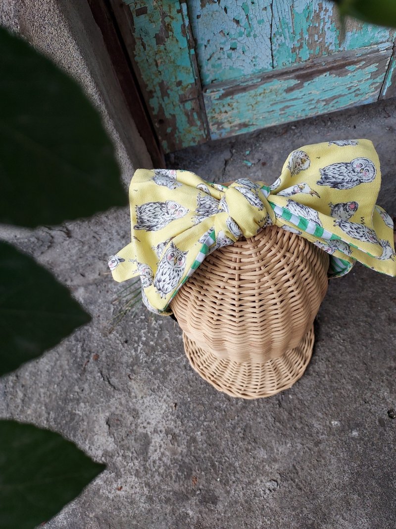 手作发箍 猫头鹰黄色 - 发带/发箍 - 棉．麻 黄色