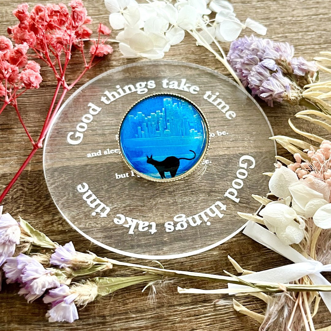 风景画胸针 猫咪的街道 猫 街道 - 胸针 - 树脂 蓝色