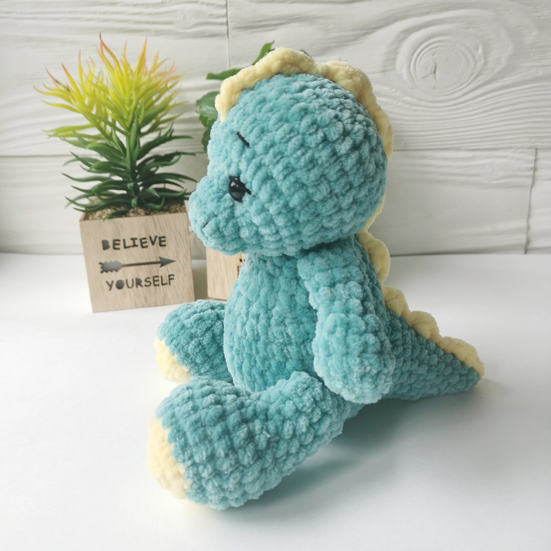 Crochet dinosaur, Dinosaur plush stuffed toy, Cute dinosaur baby shower gift - 玩具/玩偶 - 聚酯纤维 