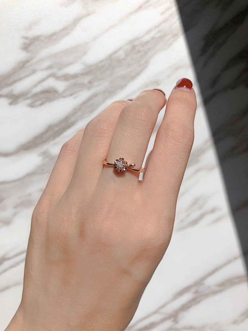 花朵钻石戒指 - 戒指 - 钻石 金色