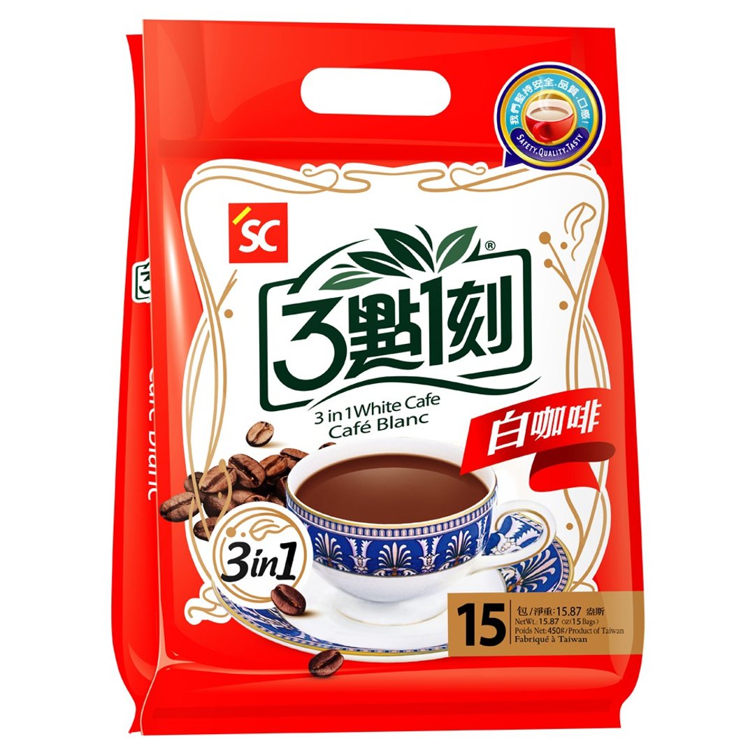 【3点1刻】白咖啡3合1 15入/袋 - 咖啡 - 其他材质 红色