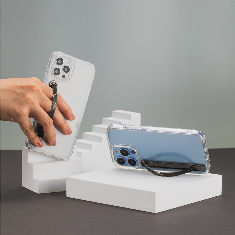 SleekGrip经典款手机支架握带/指环(可换握带)黑大理石x亮黑框 - 手机座/防尘塞 - 其他金属 黑色