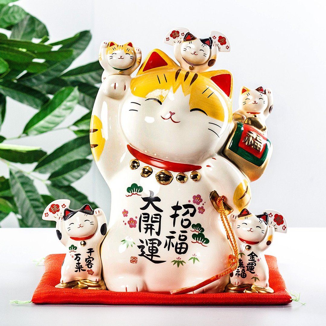 日本药师窑祈福大开运储蓄罐招财猫摆件店铺开业乔迁结婚生日礼物 - 摆饰 - 陶 