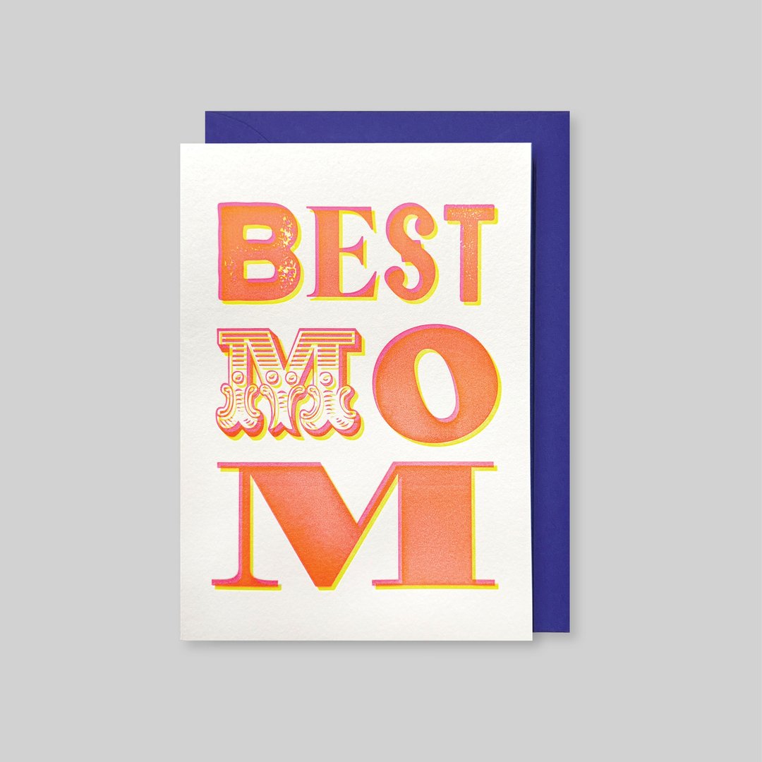 活版印刷母亲节卡片 Best Mom - 卡片/明信片 - 纸 橘色