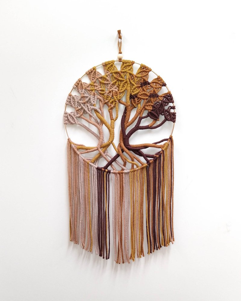Macrame Wall Hanging波希米亚风挂饰壁挂【生命树Tree of Life】 - 墙贴/壁贴 - 棉．麻 咖啡色