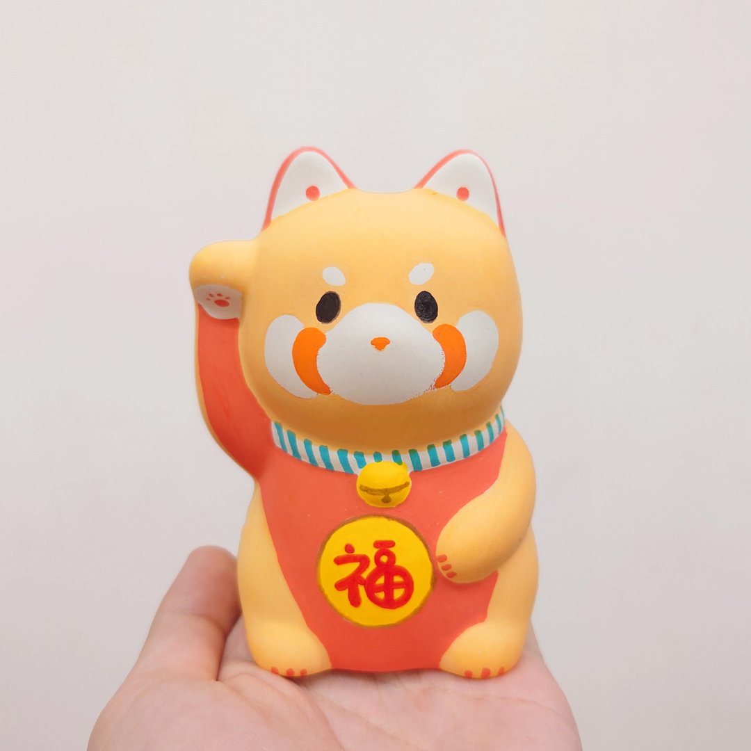 手绘招财小熊猫 存钱罐 | 扩香石| 摆设 - 摆饰 - 陶 橘色